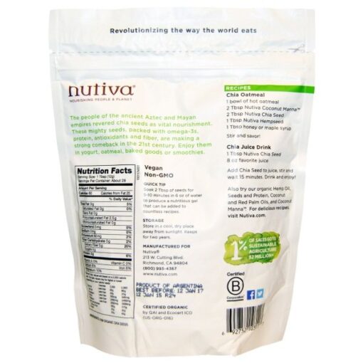 hạt chia Nutiva (Mỹ) 907g cung cấp Omega 3 và hỗ trợ giảm cân hiệu quả - Hình ảnh 2