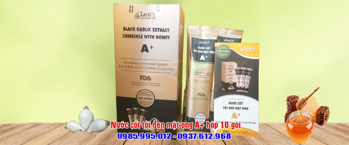 Nước cốt tỏi đen mật ong A+ hộp 10 bịch